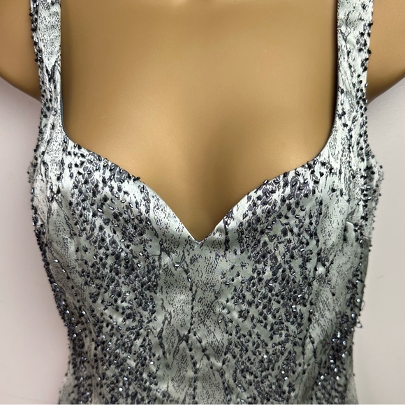 Cache Grayish Allover Beaded SnakePrint Vintage 90’s/Y2K Party Dress NWT 2 *Flaw - Picture 6 of 16